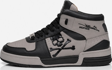 Philipp Plein - Sapatilhas altas 'Notorius' em castanho: frente
