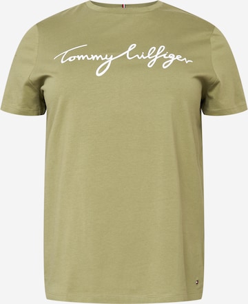 Tricou de la Tommy Hilfiger Curve pe verde: față