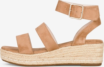 Sandales à lanières 'June' POSH by Poelman en beige : devant