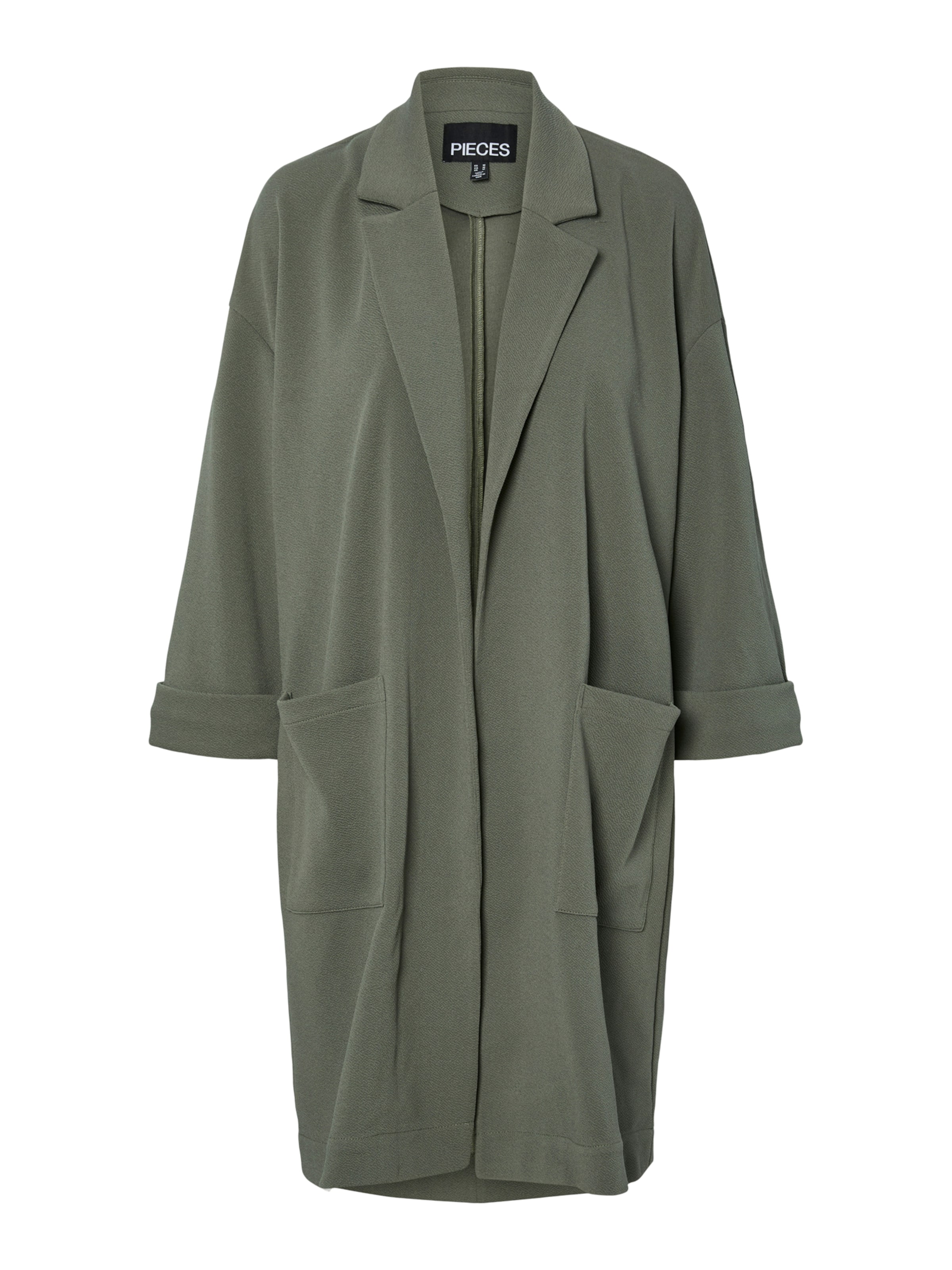 PIECES Pitkä neuletakki 'PCDAISY' värissä vihreä: etupuoli