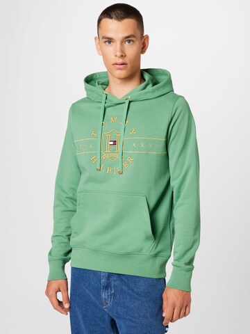 TOMMY HILFIGER - Sudadera con cremallera en verde: frente