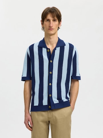 T-Shirt SELECTED en bleu : devant