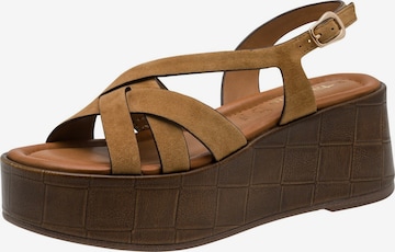 Sandales à lanières Tamaris en marron : devant