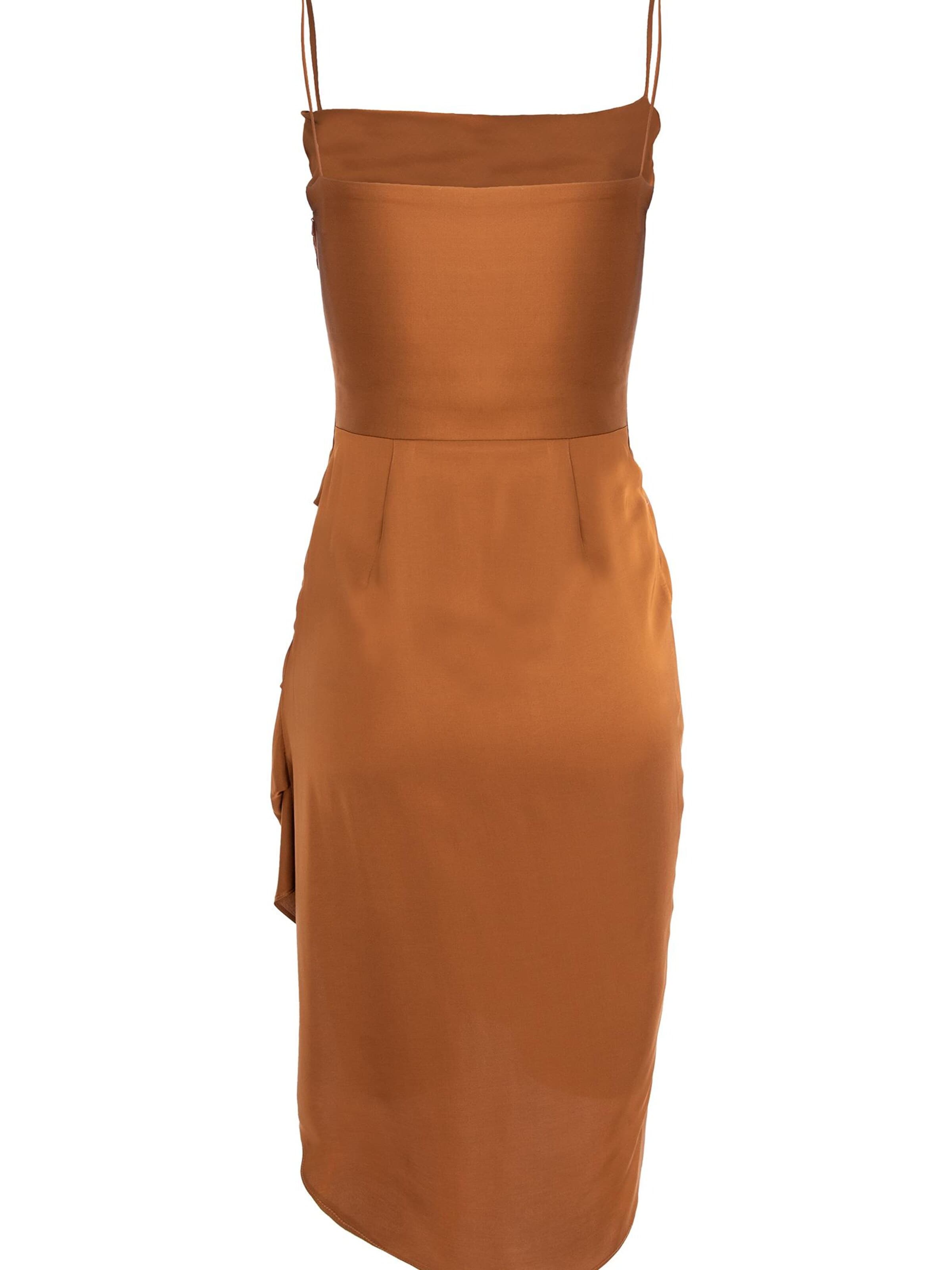 AVENUE N°29 Klänning 'Midi Slip Dress With Side Gathering' i brun