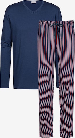 Mey Long Pajamas 'Graphic Stripes' in Blue: front