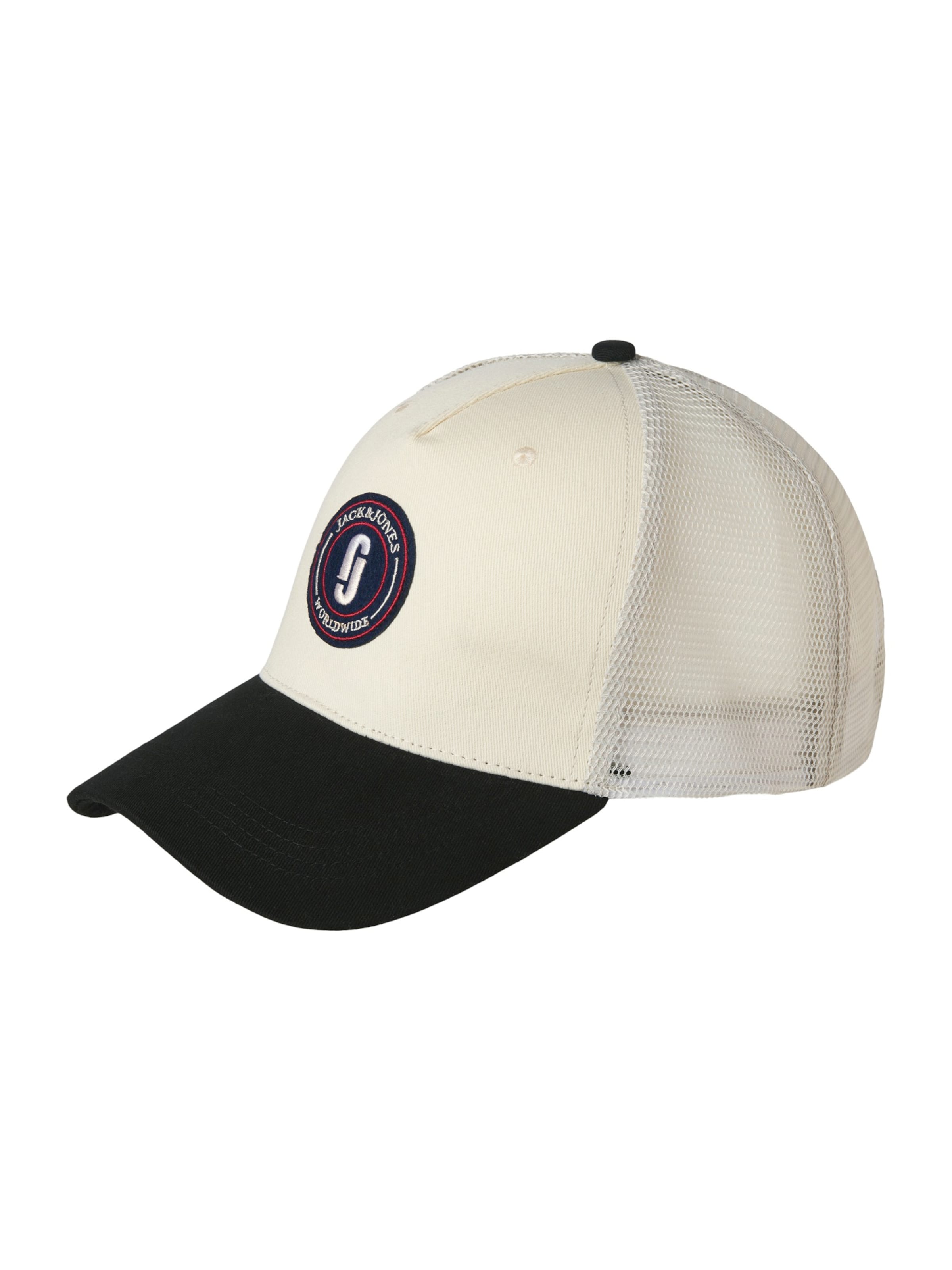 JACK & JONES Шапка с козирка 'JACDEFT' в бяло: отпред