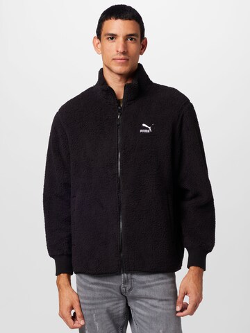 PUMA Fleece Jacket in Black: front