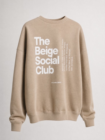 La Label Beige Sweatshirt 'Oversized Sweater The Beige Social Club' in Beige: front