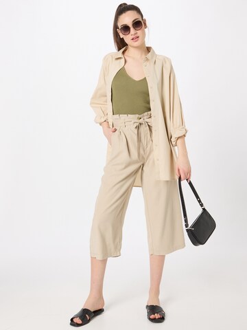 ONLY Wide leg Pleat-Front Pants 'Aminta-Aris' in Beige