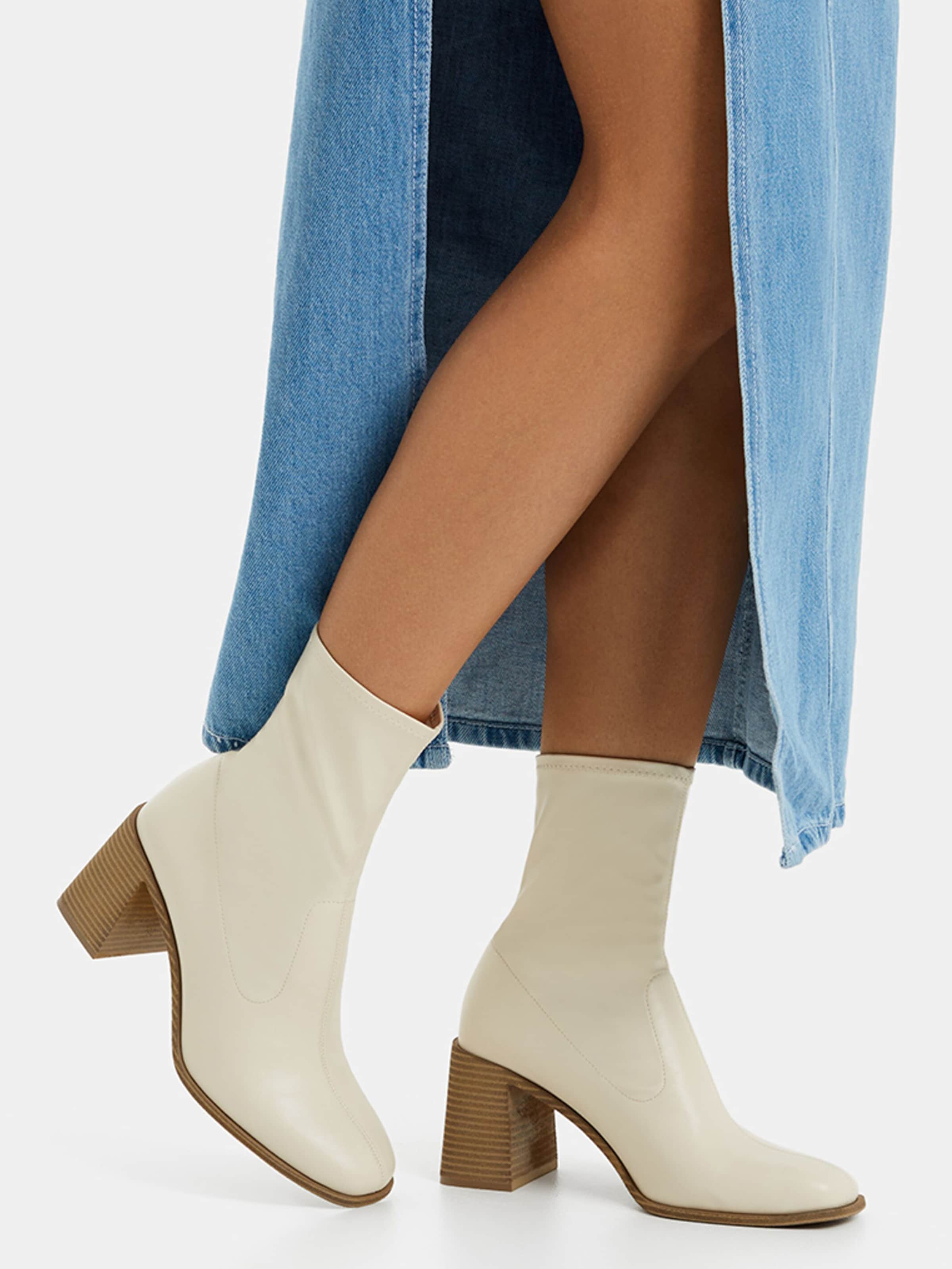 Bershka Ankle Boots in Off White ABOUT YOU