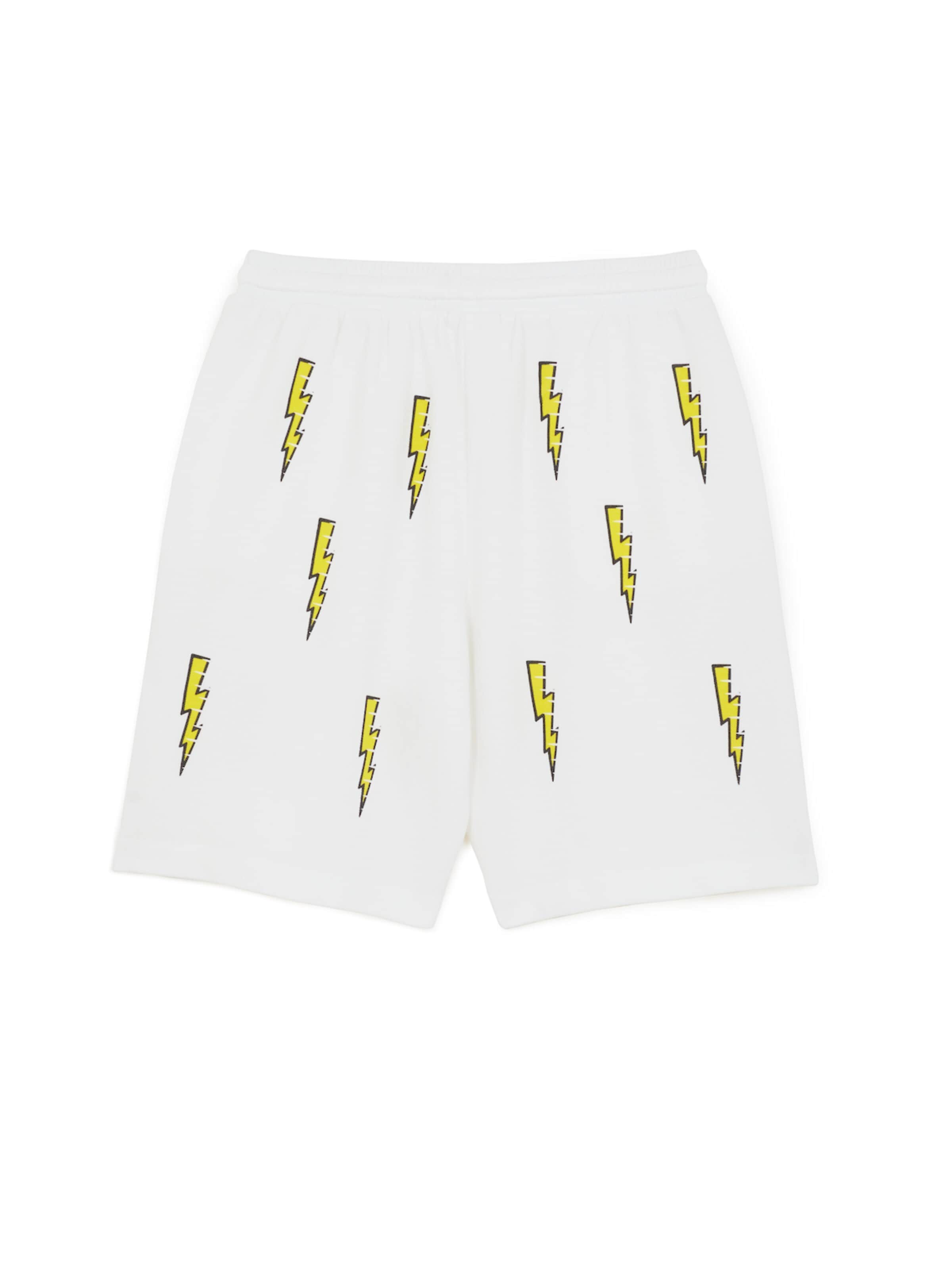 The Rad Black Kids - Loosefit Calças 'Speed Bolt Shorts' em branco