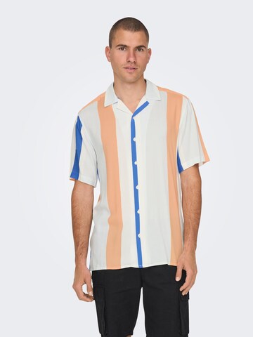 Only & Sons Regular fit Button Up Shirt 'Wayne' in Orange