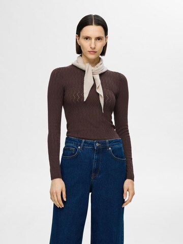Pull-over SELECTED FEMME en marron : devant