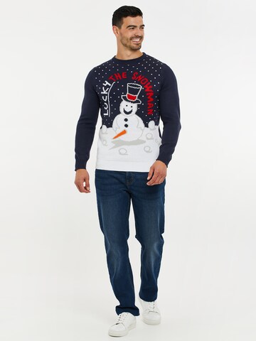 Threadbare Pullover 'Xmas' in Blau