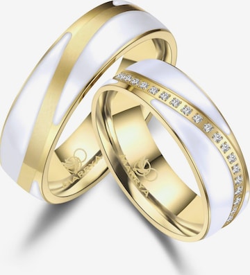 MARRYA Ring 'MARRYA ES-40 Ehering aus Edelstahl & Emaille - Weiß & Gold plattiert' in White: front