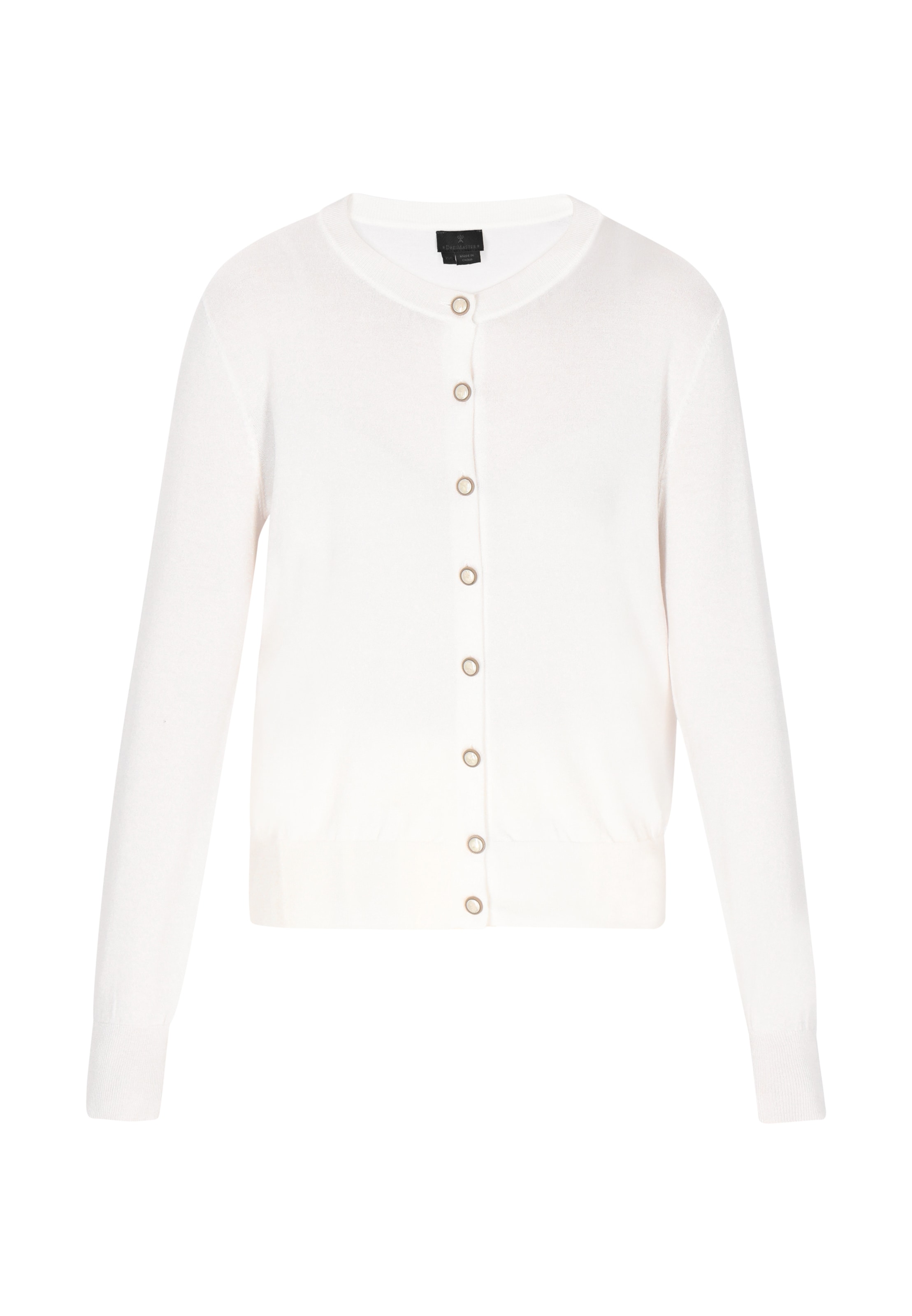 DreiMaster Klassik Gebreid vest 'Classic Look' in Wit: voorkant