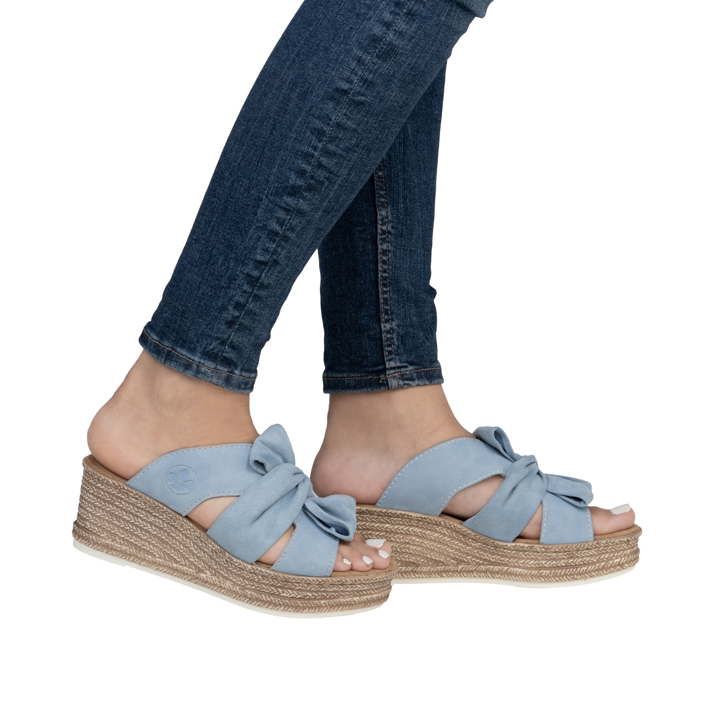 Rieker Mules in Blue: front