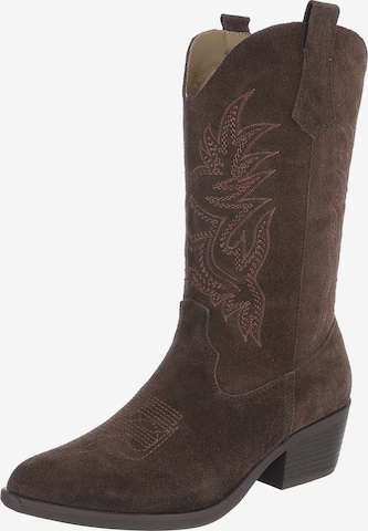 Ital-Design Cowboystiefel in Braun: Vorderseite