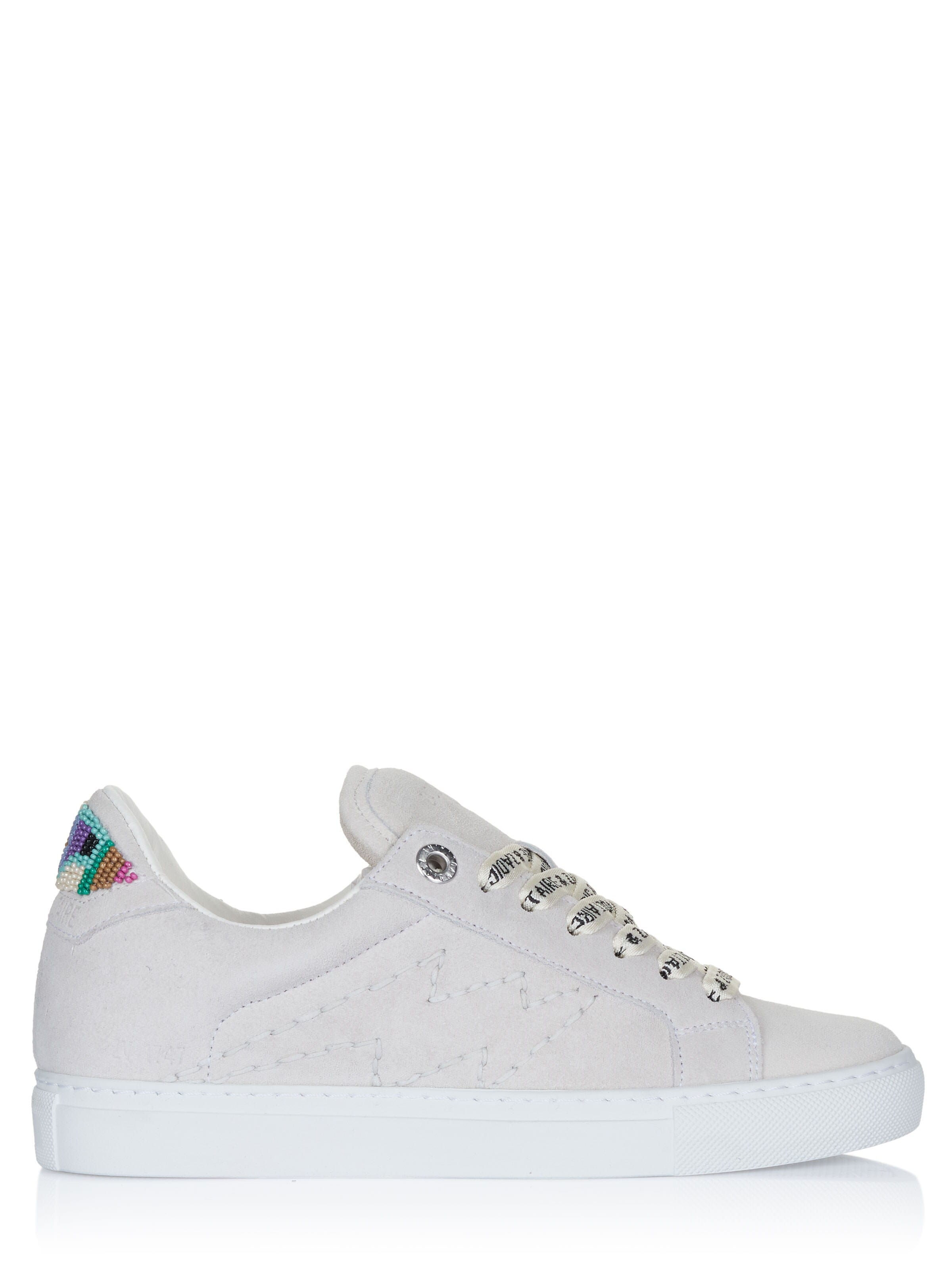 Zadig & Voltaire - Sapatilhas baixas 'Zadig & Voltaire LA FLASH FOLK BEADS Sneaker weiß' em branco: frente