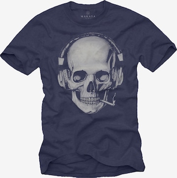 MAKAYA Shirt 'Smoking Skull' in Blue: front
