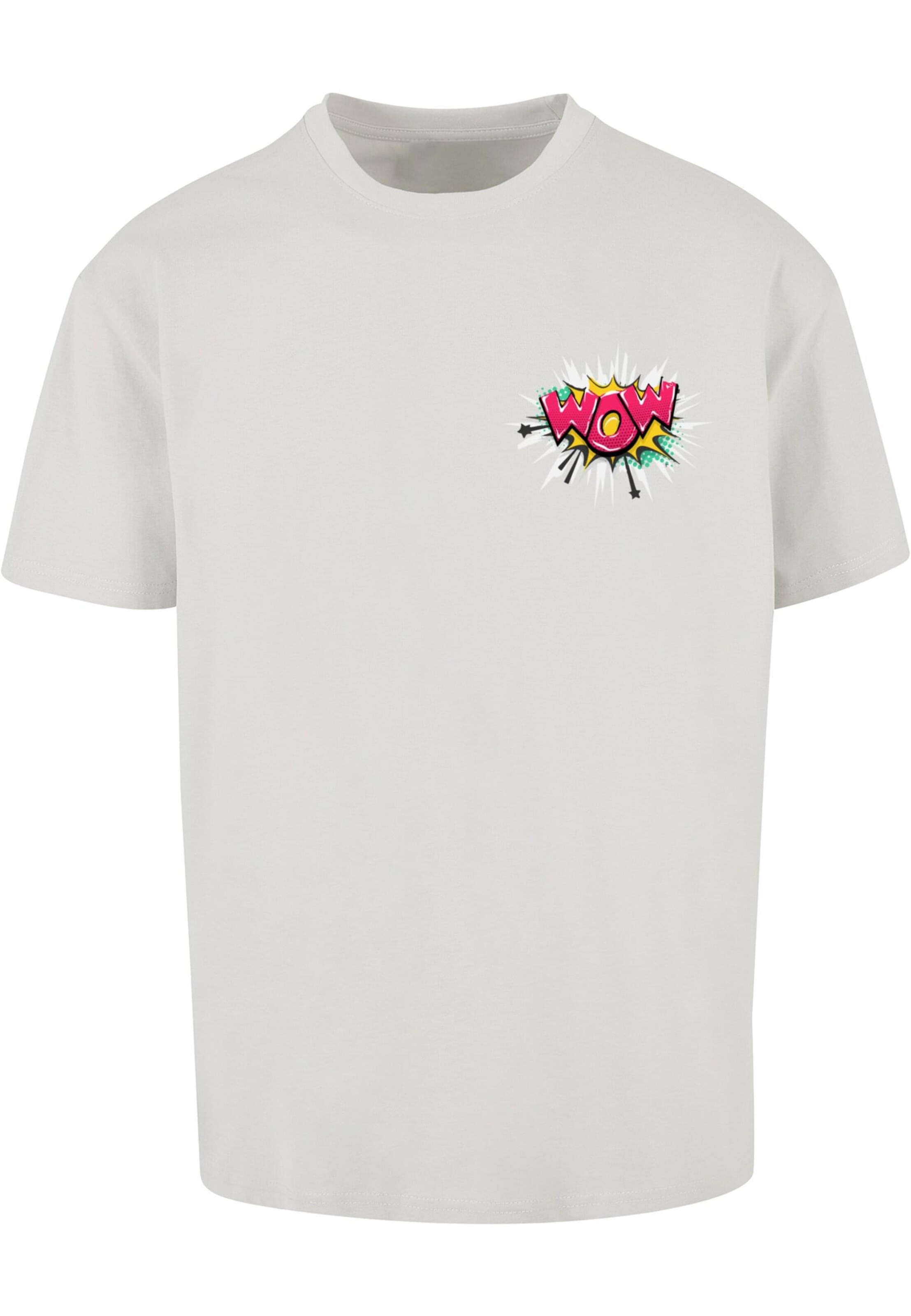 Merchcode Shirt 'WOW Comic' in Grijs: voorkant