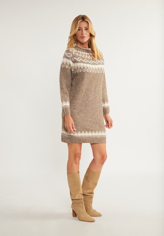 usha BLUE LABEL Knitted dress 'Fenia' in Brown