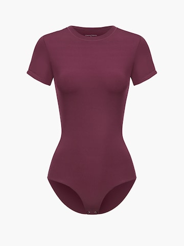 cfab (formerly creamy fabrics) - Body 'Crew Neck T-Shirt Bodysuit' en rojo: frente