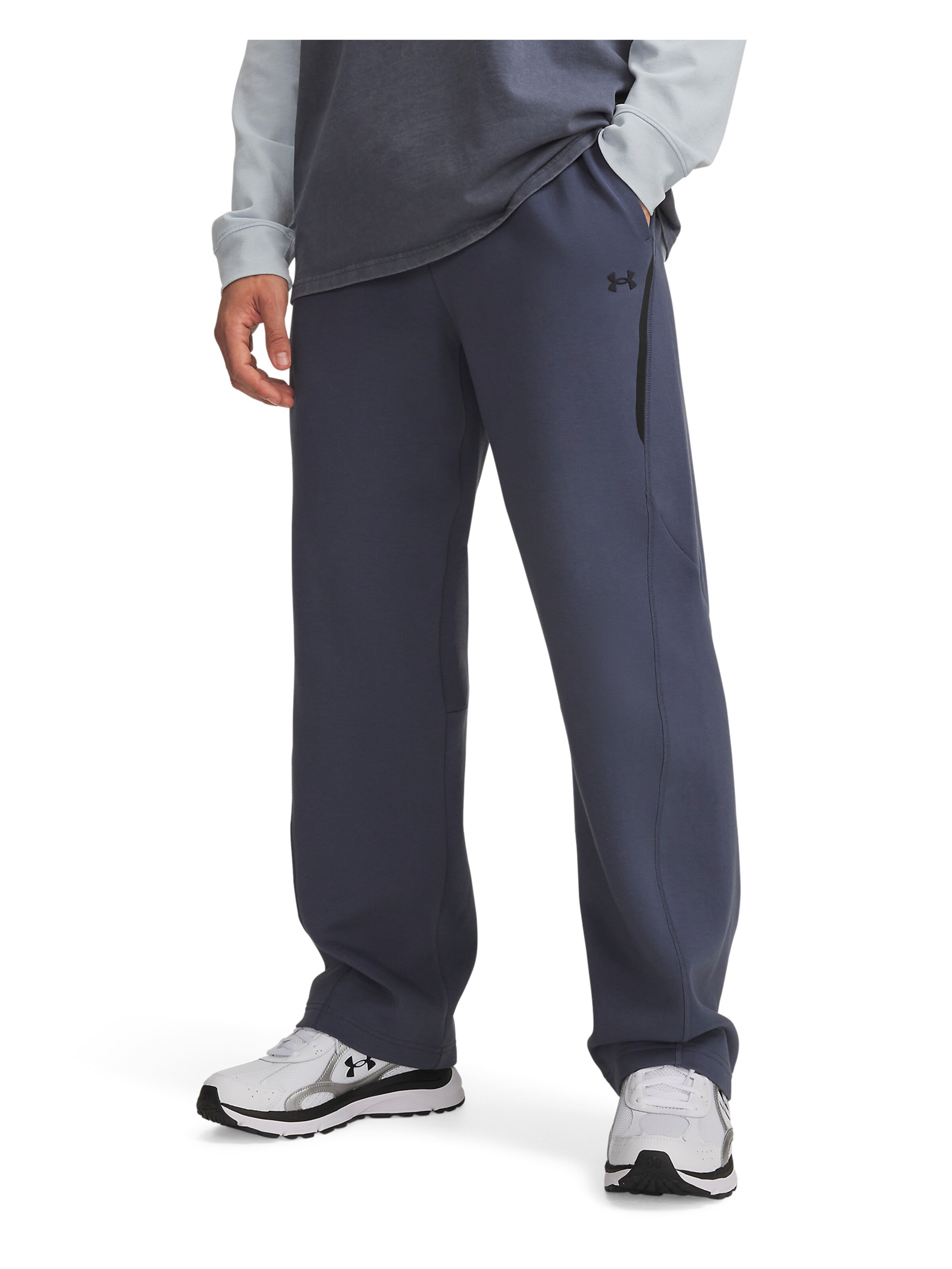 UNDER ARMOUR Regular Sportbroek 'Unstoppable Flc' in Blauw: voorkant