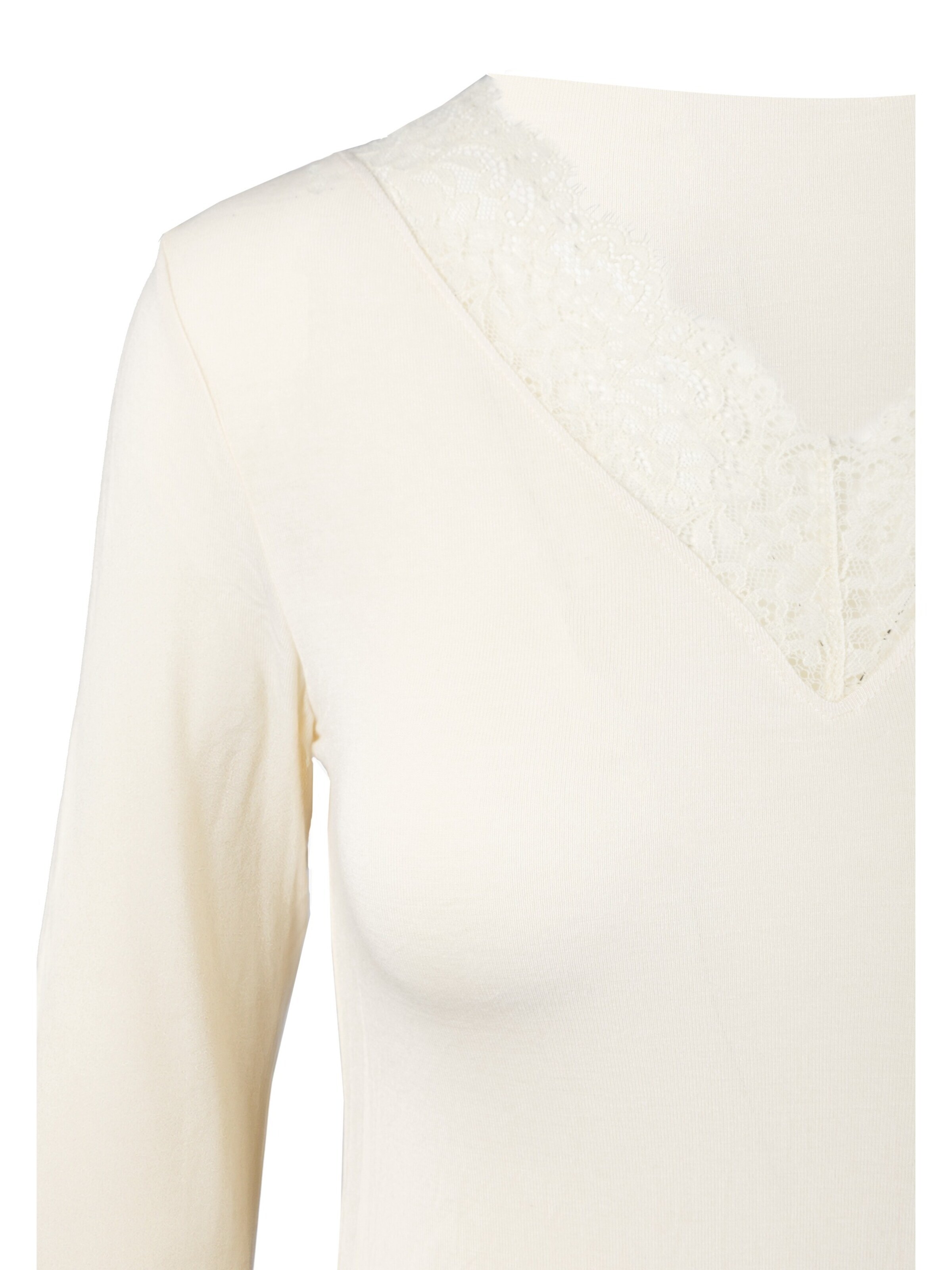 Ciocca - Camiseta térmica 'Maglia Intima con Pizzo in Cashmere Modal Scollo a V' en beige