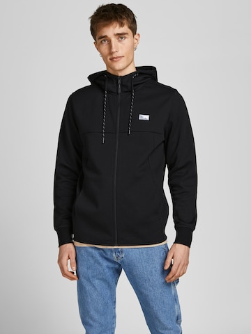 JACK & JONES Zip-Up Hoodie 'Air' in Black: front