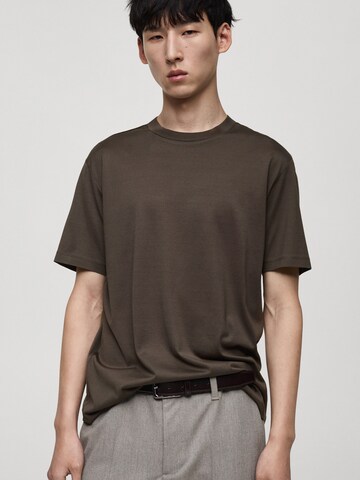 MANGO MAN T-shirt 'BELLOW' i brun: framsida