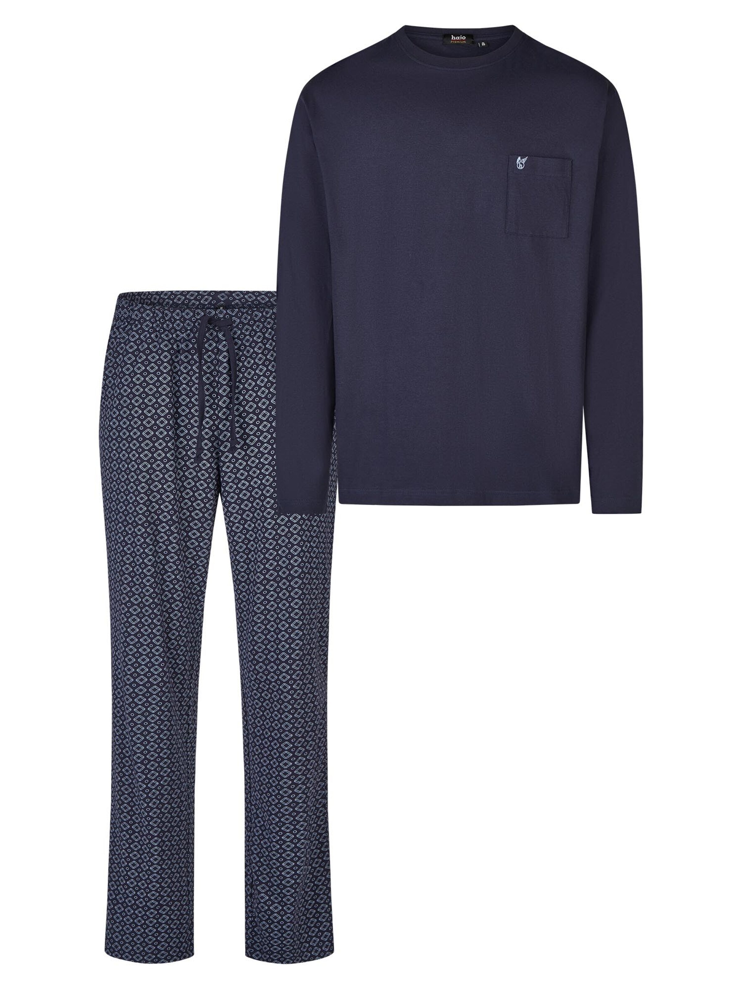Pigiama lungo 'Premium Cotton' di HAJO in blu: frontale