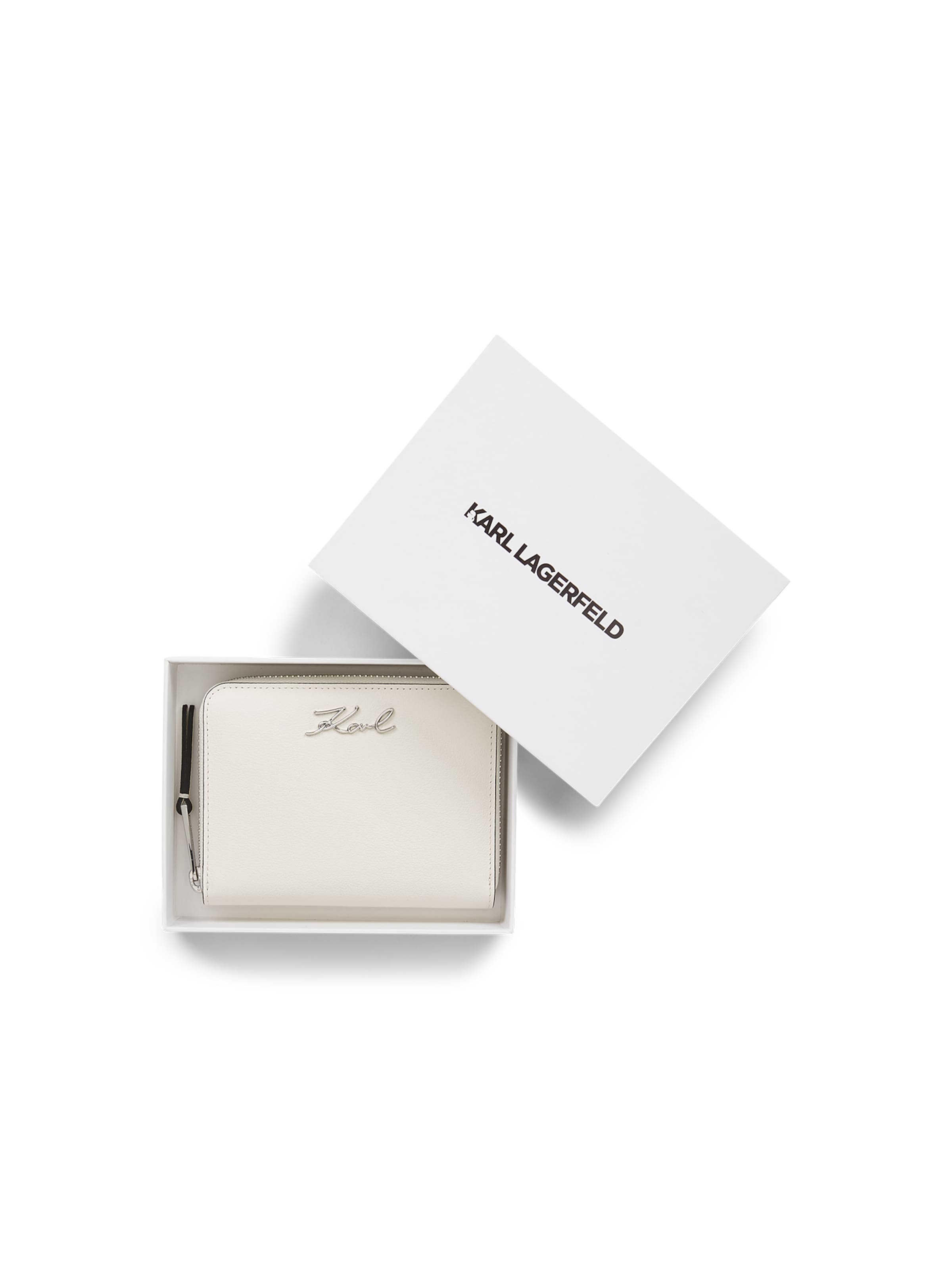 Portofel ' K/Signature Mittelgroßes Portemonnaie mit Reißverschluss ' de la Karl Lagerfeld pe alb