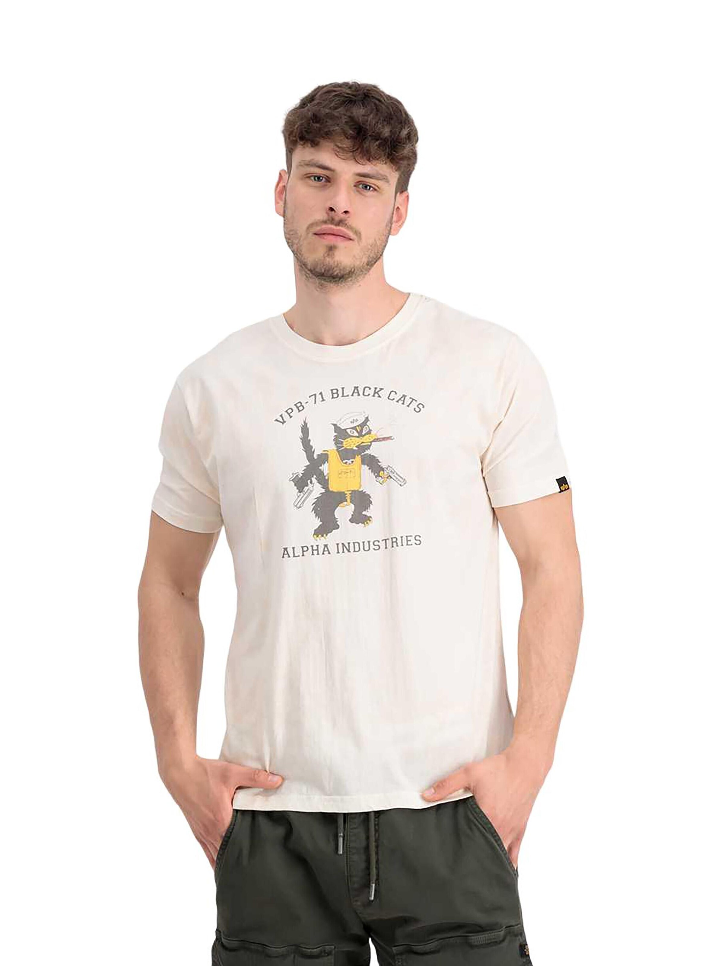 ALPHA INDUSTRIES Shirt 'USN Cat' in White: front