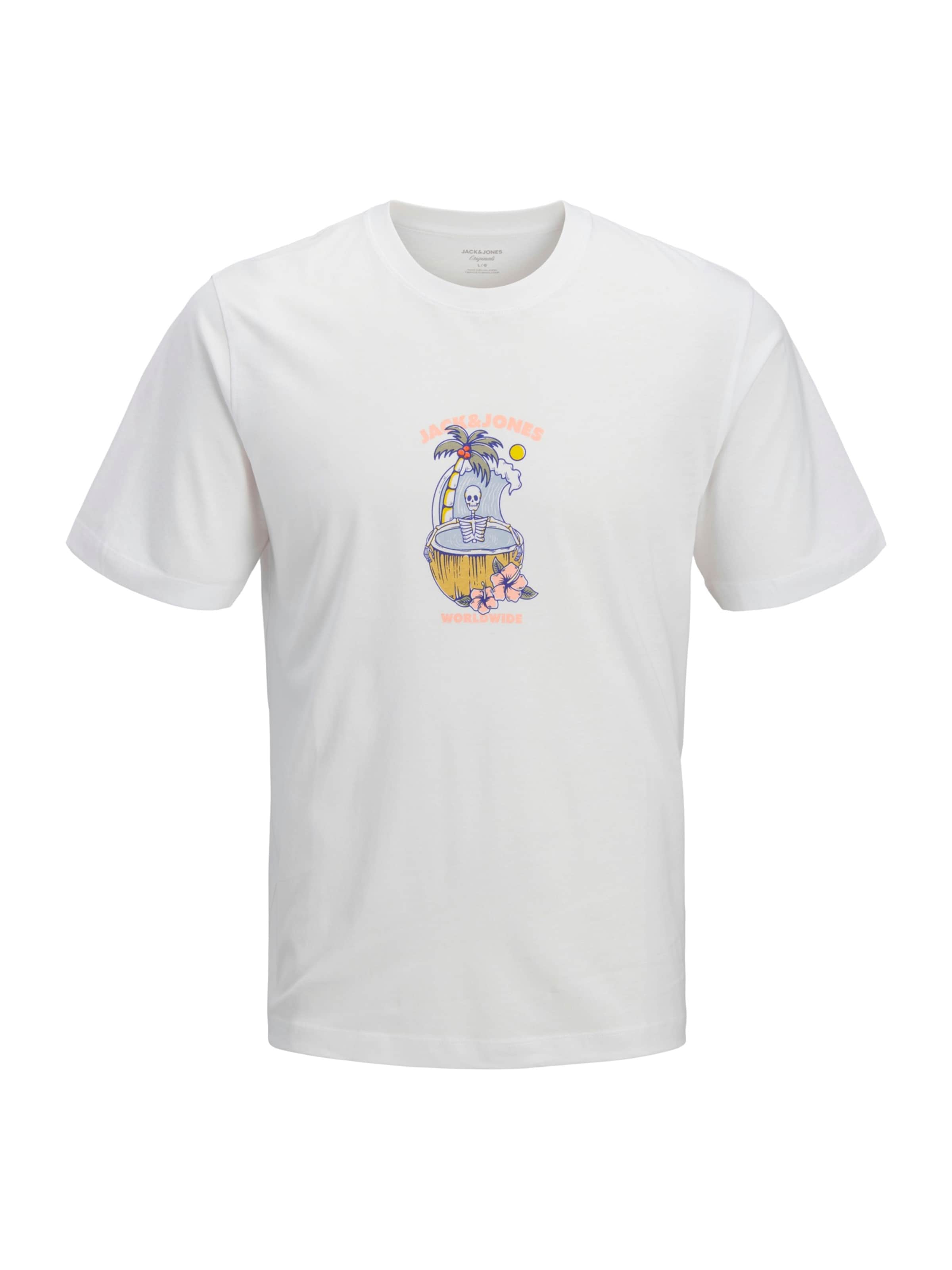 JACK & JONES Tričko 'JORCASSIS SKULL' – bílá: přední strana