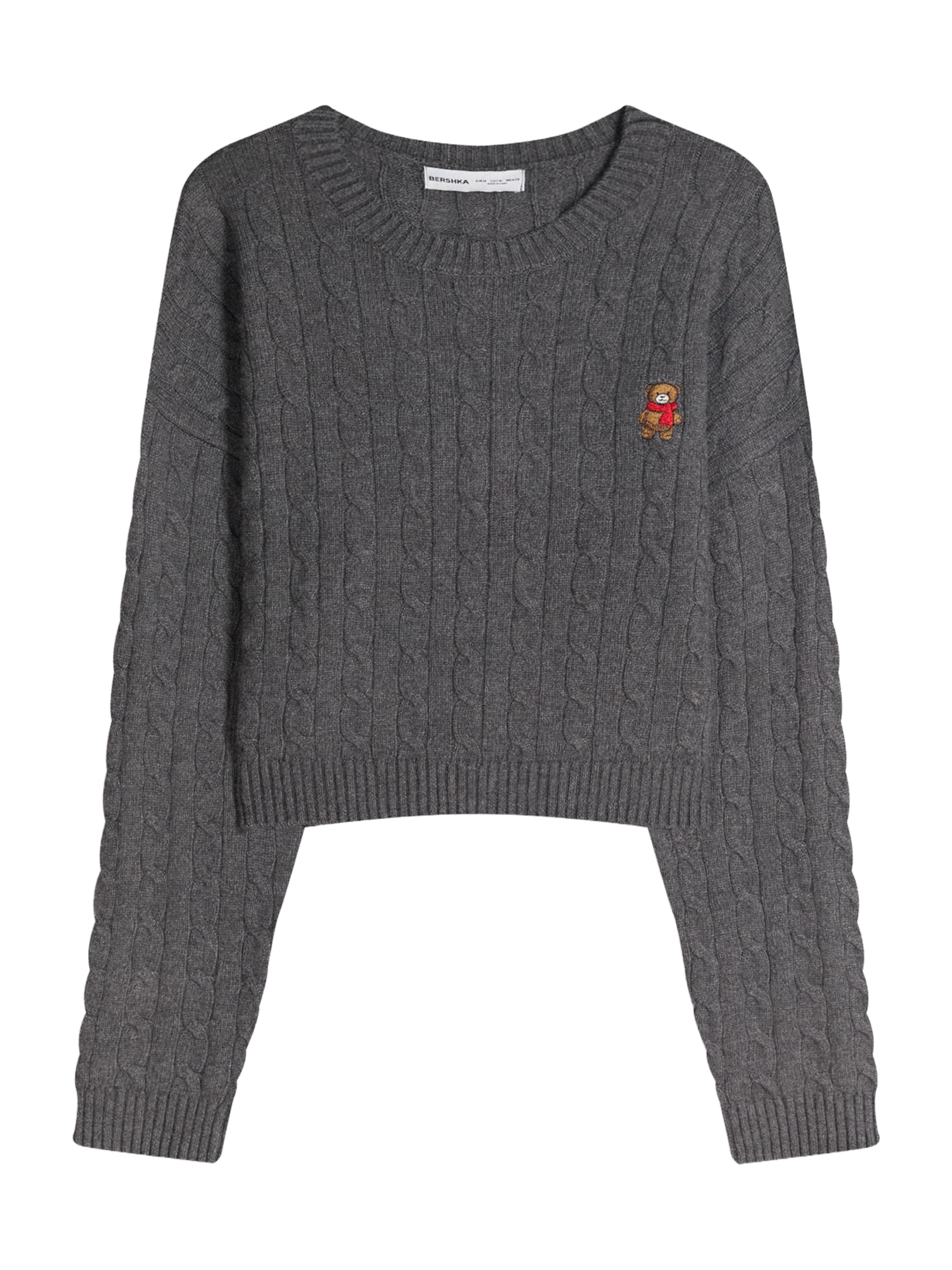 BershkaPulover - siva boja: prednji dio