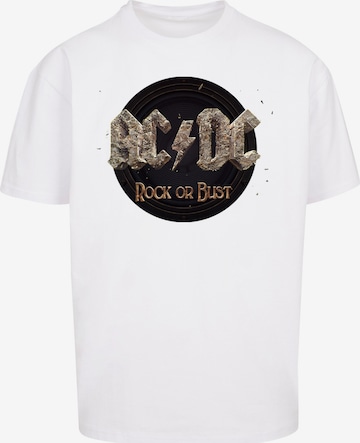 T-Shirt 'ACDC Rock Band Shirt Rock or Bust' F4NT4STIC en blanc : devant