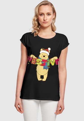 ABSOLUTE CULT Shirt 'Winnie The Pooh - Festive' in Black: front