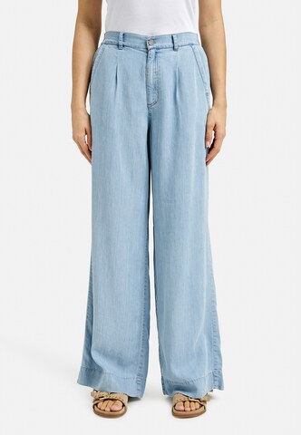 Smith&Soul Regular Hose Wide Leg aus Lyocell im Denim Look in Blau: Vorderseite
