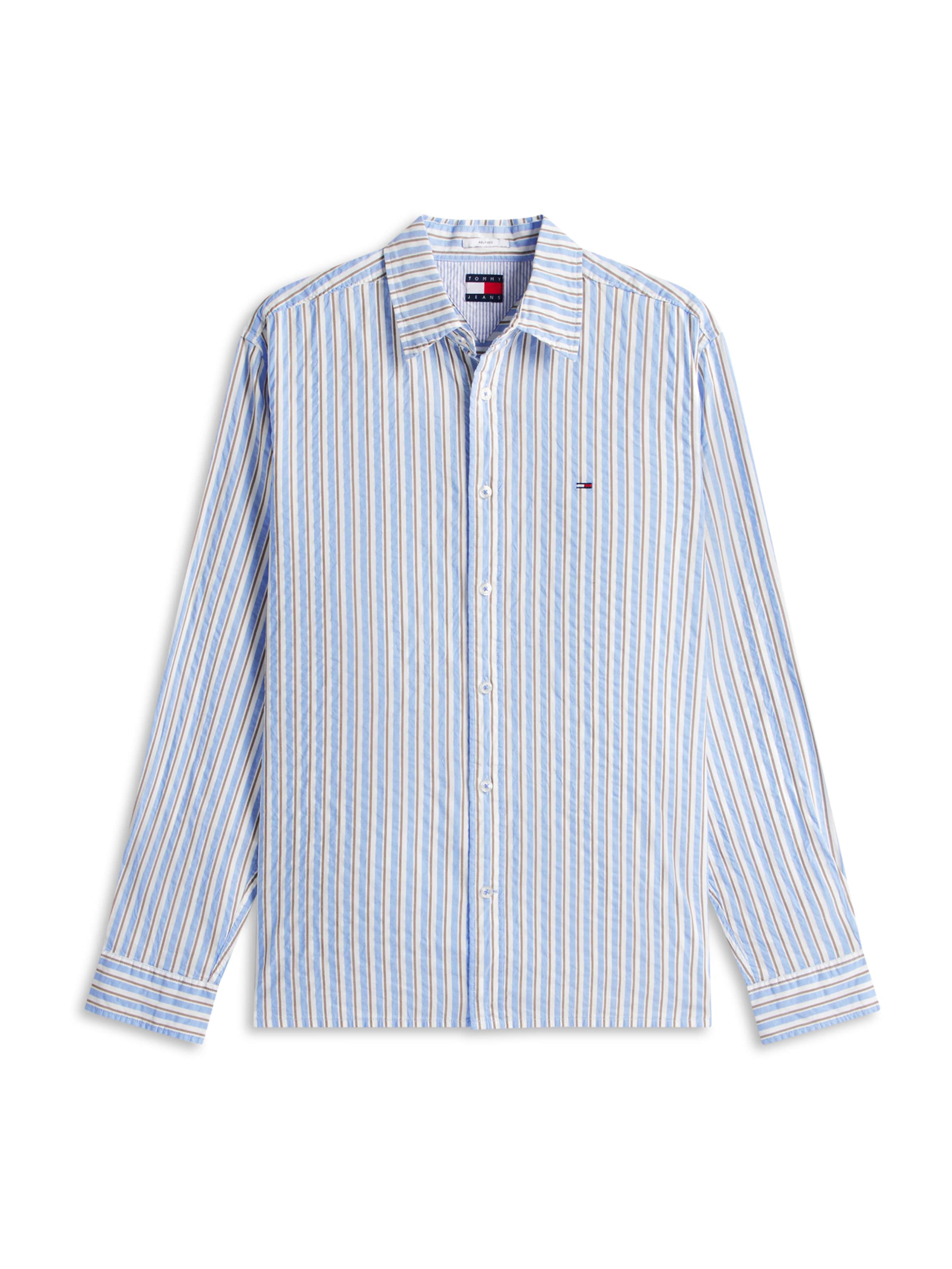 Camicia Tommy Jeans di colore blu chiaro / marrone / bianco, Visualizzazione prodotti