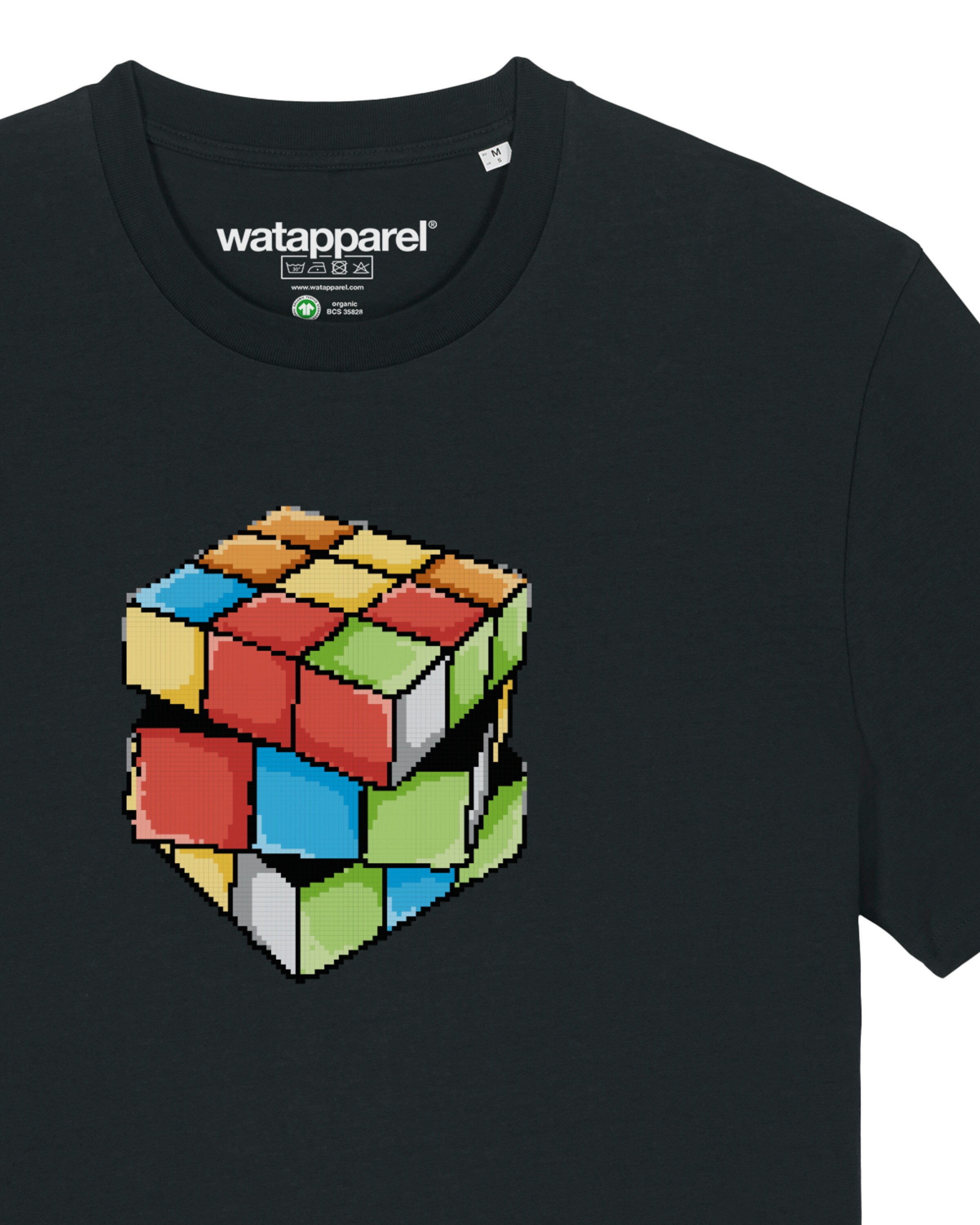 Maglietta ' Pixel Zauberwürfel ' di Watapparel in nero