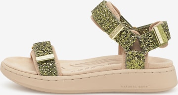 WODEN Sandalen 'Line Glitter' in Grün: Vorderseite
