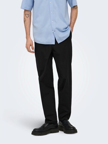 Only & Sons Loose fit Chino Pants 'ONSLAGO' in Black: front