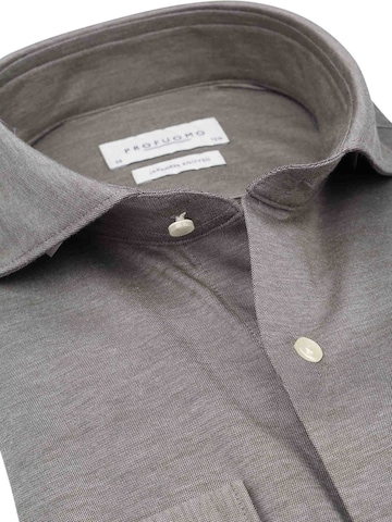 Profuomo Slim fit Button Up Shirt 'Japanese Knitted' in Brown