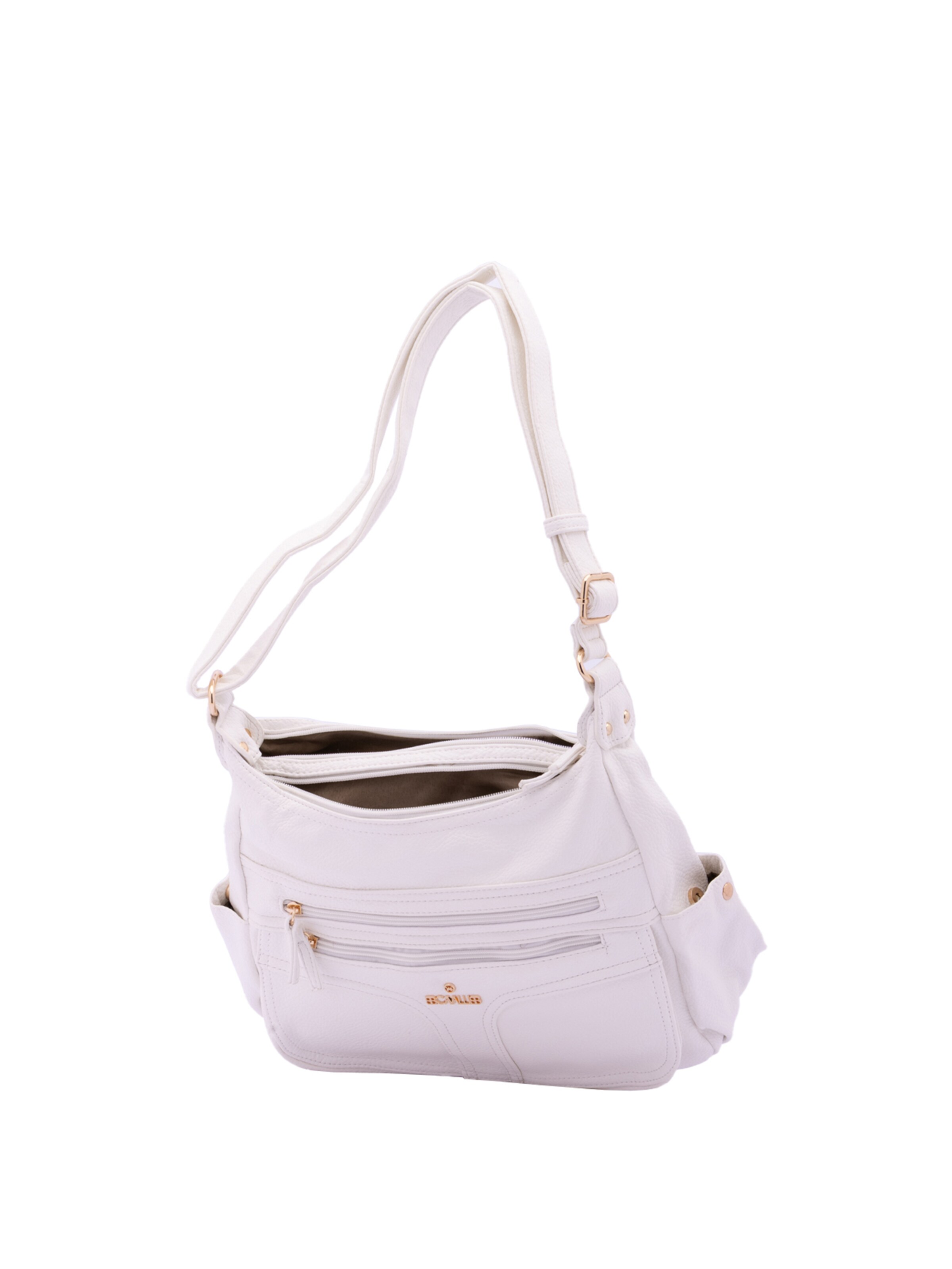 Borsa a spalla 'Borsa a Spalla Donna Ecopelle - Zip e Tasche Multiple' di B. Cavalli in bianco