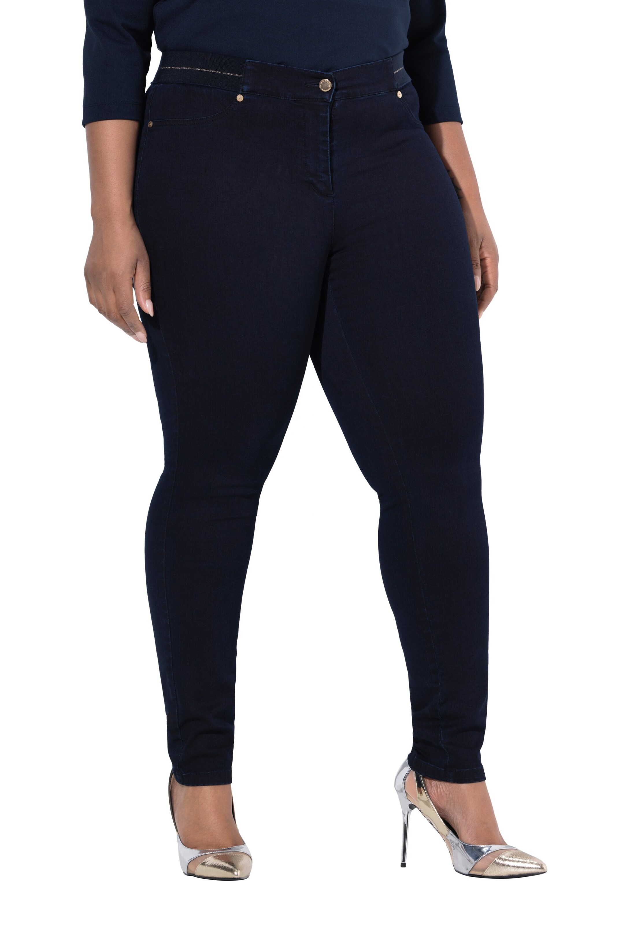 Ulla Popken Skinny Jeggings in Blauw: voorkant