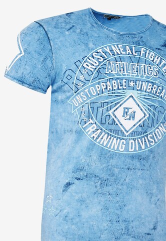 Rusty Neal Cooles T-Shirt mit großem Front- Print in Blau