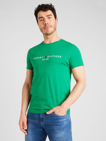 žalia TOMMY HILFIGER Standartinis modelis Marškinėliai: priekis