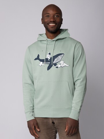 Sweat-shirt 'Spacewhale' Watapparel en vert : devant