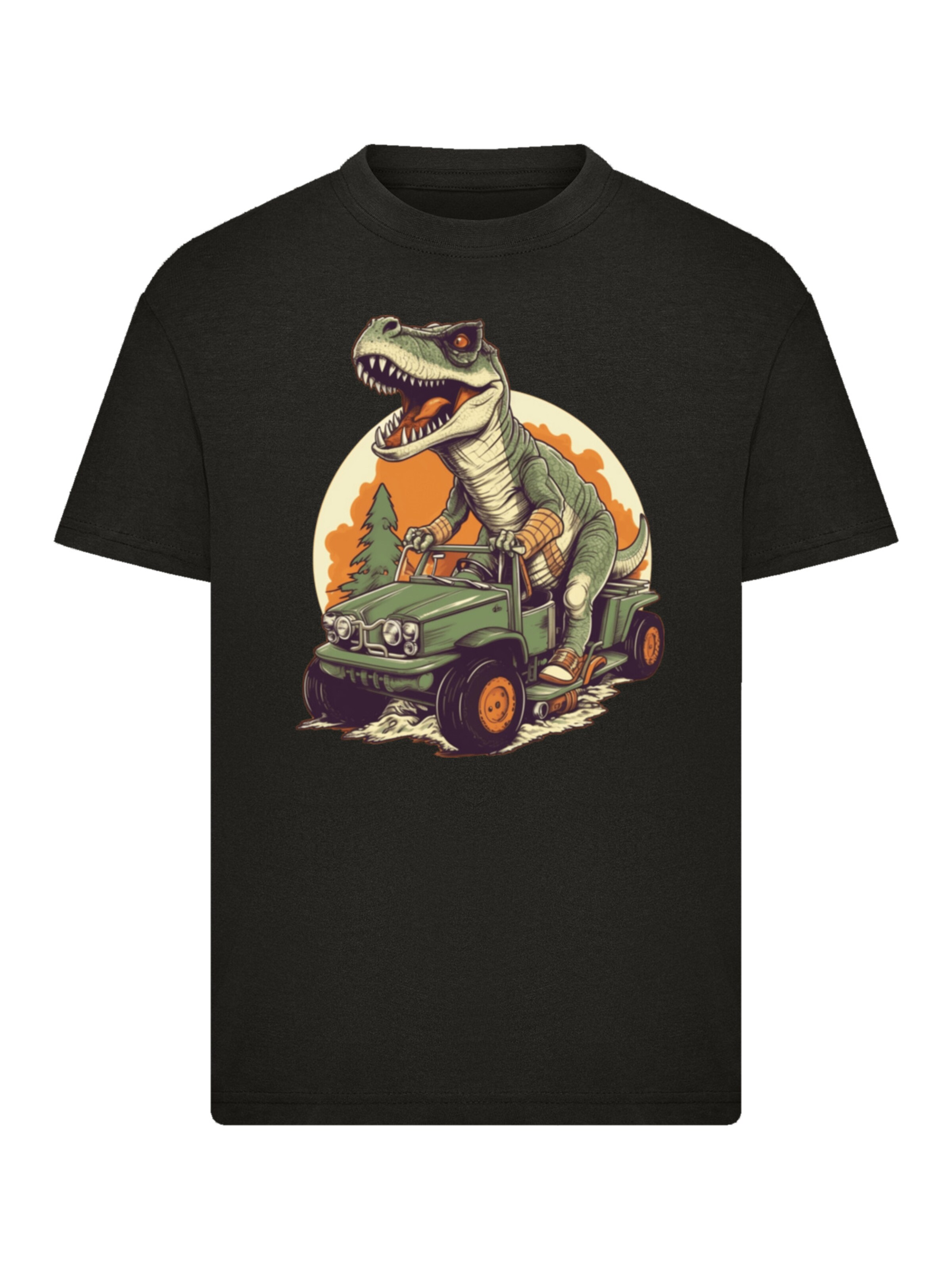 T-Shirt 'Monster Truck Cooler Dinosaurier' F4NT4STIC en noir : devant